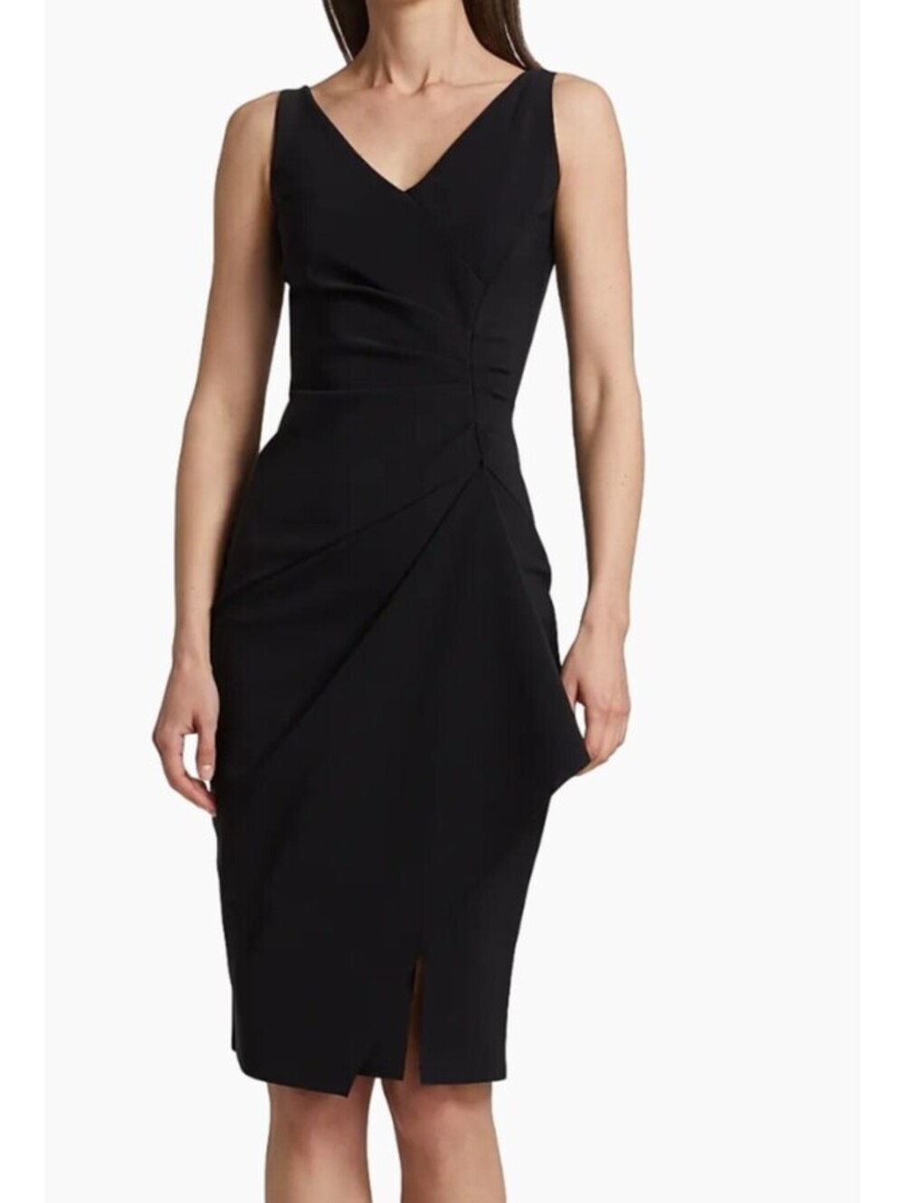 CHIARA BONI black Kloty draped knee length dress sz 44/8